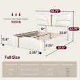 thumbnail image 2 of Queen Size Upholstered PU Leather Bed Frame with Butterfly HeadboardandFootboard, Modern Platform Bed with Gold Metal Accents, W, 2 of 9