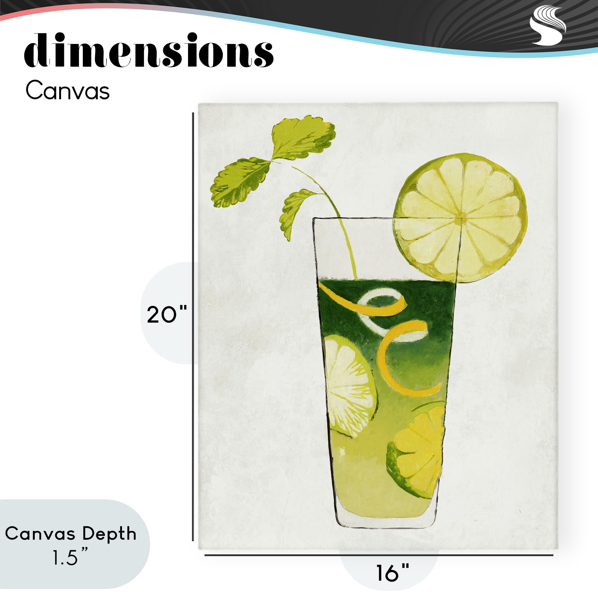 Stupell Industries Summer Cocktail Lime Mint Canvas Wall Art, design by Lorenzo Collective