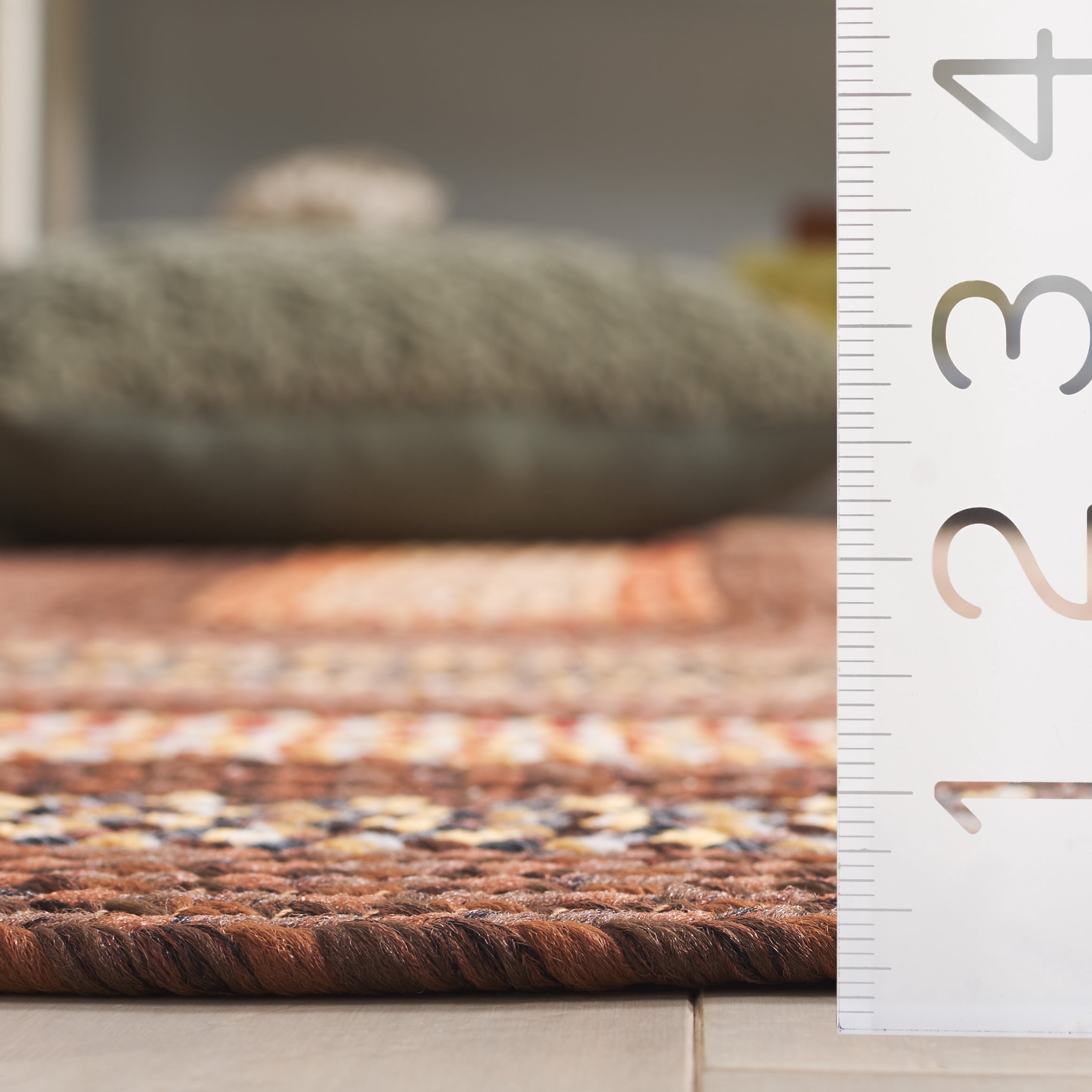 Safavieh Braided Angel Bordered Machine Washable Reversible Area Rug, Brown/Light Brown, 6' x 9' Oval