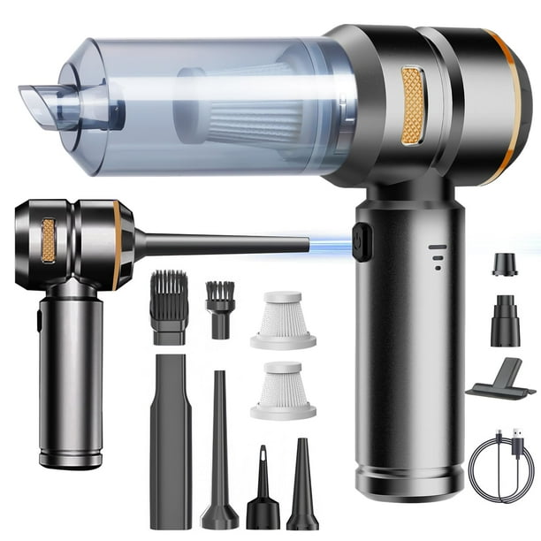 YUDSKU Aspiradora de Mano para Auto 4 en 1,Aspiradora Recargable portátil inalámbrica,Mini aspiradora para sillones Potente,con luz indicadora LED, 2 filtros Lavables,para Coche Y Pelo de Animales