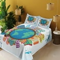 thumbnail image 3 of Ambesonne World Map Fitted & Top Sheet Set with Shams, Urban Life World Motif, Multicolor, 3 of 5