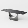 thumbnail image 6 of POVISON 71"-95" Extendable Modern Dining Table for 6-10, Rectangular Black Matte Sintered Stone Dining Table with Gray U-Shape Carbon Steel Pedestal, 6 of 14