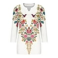 thumbnail image 5 of Jsaierl 3/4 Sleeve Tops for Women Plus Size V Neck Shirts Dressy Graphic Petite Blouses Going Out Dressy Tunic Top L-5XL, 5 of 5