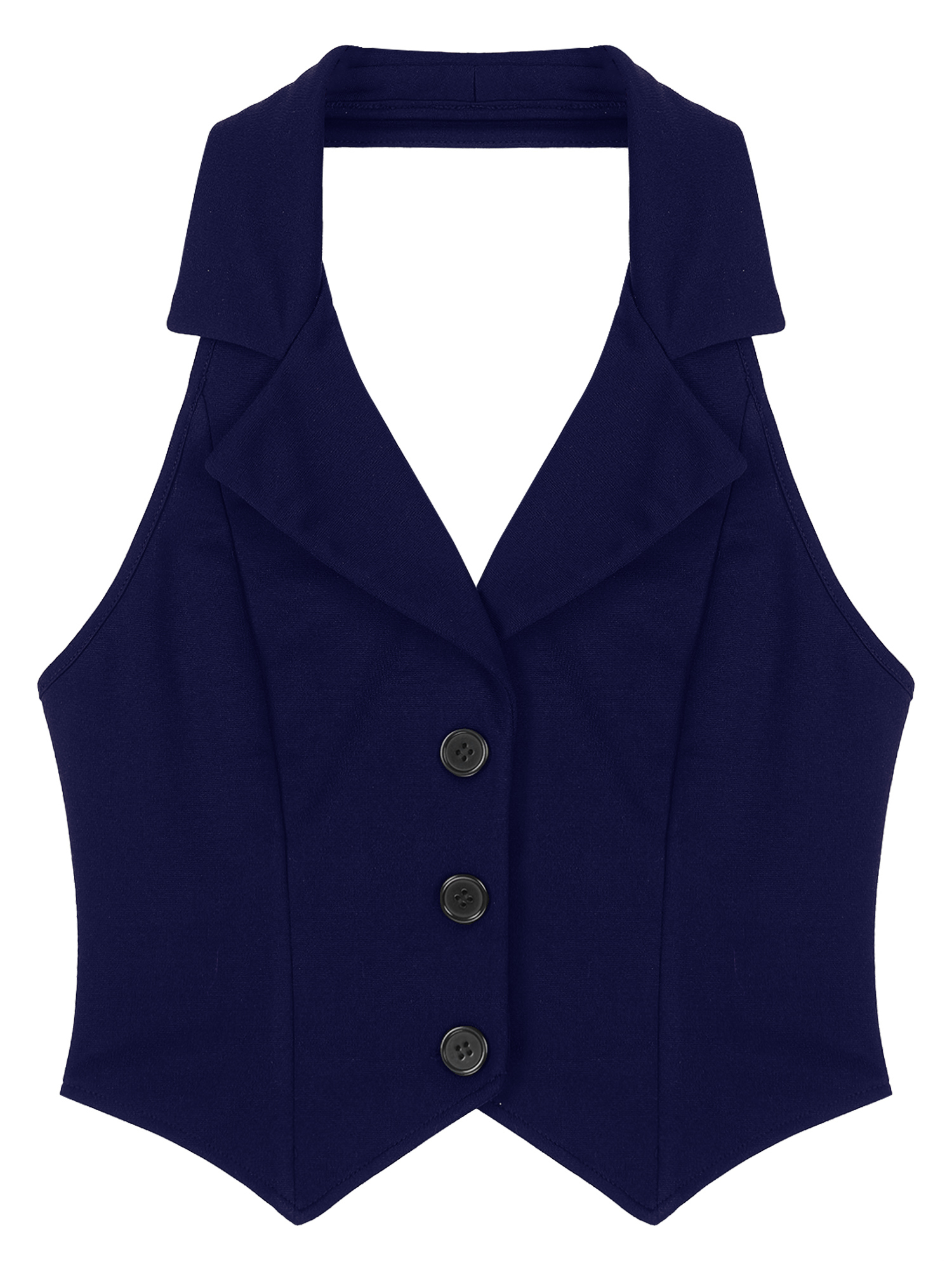 Aislor Women's Halterneck Waistcoat Vest Lapel Collar Blazer
