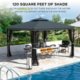 thumbnail image 2 of 10'x12' Outdoor Gazebo with Double Roof, Metal Frame Patio Gazebo with Netting, Water-Resistant Canopy Tent for Backyard, Deck, Garden, Patio, Grey, 2 of 9