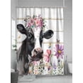 thumbnail image 5 of Farmhouse Rustic Shower Curtain, Wildflowers Cow Wood Texture Bathroom Decor Curtains Set with Hooks, Black White Waterproof Fabric Home Accessories， 72 X 78 Inch Long, 5 of 6