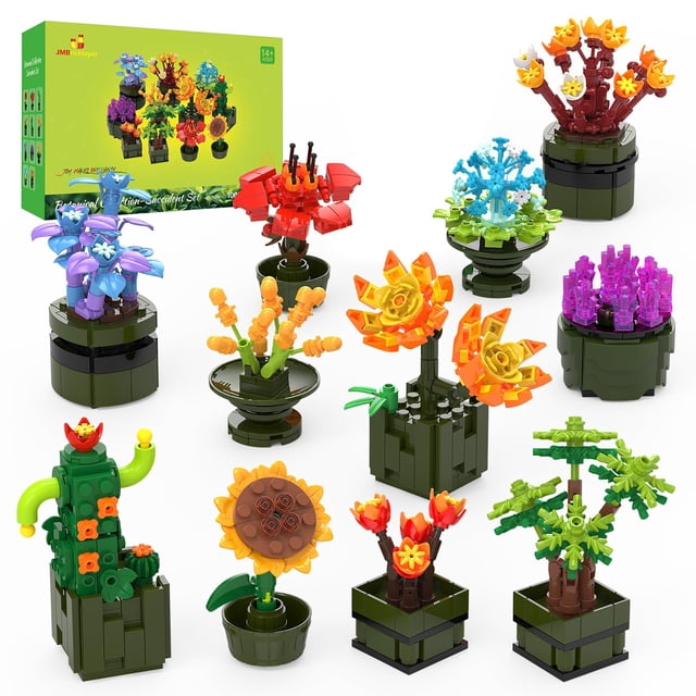 Set de bloques de construcción JMBricklayer Flowers Suculents 10001 12 piezas