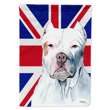 Pit Bull with English Union Jack British Flag House Flag