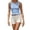 A-Blue854, variant on XIAOCHA Women's Ruched Crop Tank Top Round Neck Sleeveless Ruffled Hem Blouse Stretchy Casual Everyday Going Out Shirt
