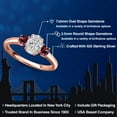 thumbnail image 2 of Gem Stone King 18K Rose Gold Plated Silver DEF Lab Grown Diamond and Red Rhodolite Garnet Engagement Ring for Women | 1.14 Cttw | Oval 7X5MM | Gemstone April Birthstone | Size 5, 2 of 6
