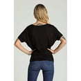 thumbnail image 2 of BAIEBLEUE GLOBAL 2204 Women's Solid Short Sleeve V Neck Dolman Top with Side Shirring Black XL, 2 of 4