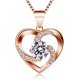 thumbnail image 1 of Collar de mujer de oro rosa Brillar colgante de corazón de plata 925 guardián del amor circonita cúbica, 1 of 5