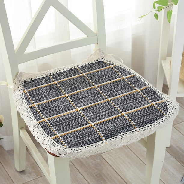 Cushion cojín tapizado silla verano tejido, cojín de asiento para oficina computadora, cojín de silla para comedor, cojín de tela resistente, cojín lavable fácilmente, cojín portátil para