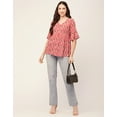 thumbnail image 4 of Moomaya Women Printed Summer Tunic Top V Neck Button Down Flutter Elbow Sleeves Flared Top, 4 of 8