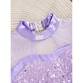 thumbnail image 4 of CHICTRY Kids Girls Asymmetrical Hem Dance Dress Shiny Sequins Tutu Skater Ballerina Leotard Dress Lavender 6, 4 of 7