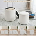 thumbnail image 6 of Round Set of 2 Ottoman with Storage, Boucle Storage Ottoman Foot Stool, Soft Teddy Upholstered Small Vanity Stool, Ottomans Coffee Table Padded Seat Foot Rest for Living Room Bedroom, White, 6 of 6