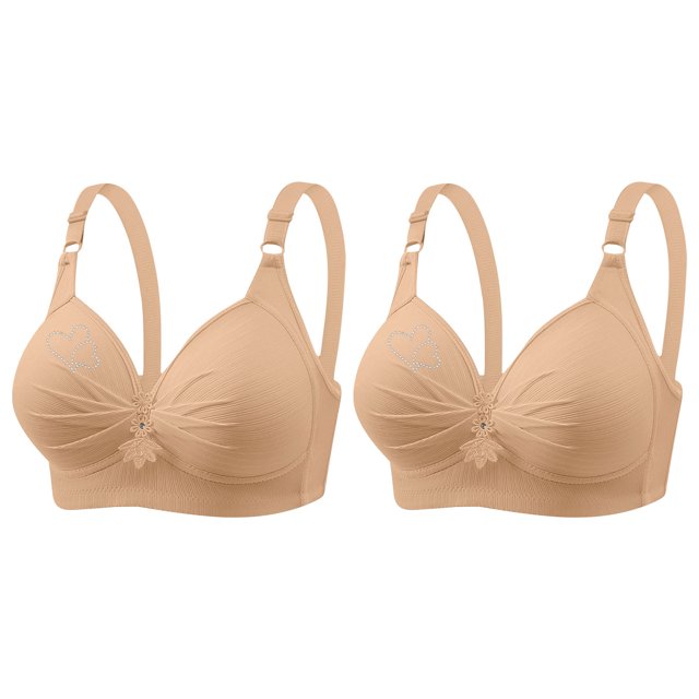 Yuyuzo 2PCS Plus Size Bras for Women Wireless Push up Breathable Full Support Seamless Everyday Bra