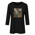 thumbnail image 6 of Runfenguu Western Graphic Tees For Women Womens Graphic Tees Ladies' Fashion Floral Printed Round Neck 3/4 Sleeve T-Shirt Shirt Sleeve Round Neck Top/Shirt, 6 of 6