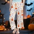thumbnail image 2 of SJLDQY Child Girls Pants Wide Leg Baggy Pajama Pants for Girls Hallowmas Ghost Pumpkin Elastic Waist Kids Fall Loungewear Pj Homewear Trousers, 2 of 4