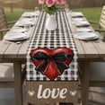 thumbnail image 4 of Bow on Red Heart Table Runner 120 Inches, Valentine's Day Love Black Beige Plaid Linen Bed Runner Dresser Scarves Tabletop for Indoor Outdoor Parties/Ceremony/Banquet, 13"x 120", 4 of 8