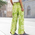 thumbnail image 5 of High Waisted Petite Wide Leg Palazzo Pants, Boho Beach Vacation Casual, Polyester Spandex, Green M, Size S-3XL, 5 of 7