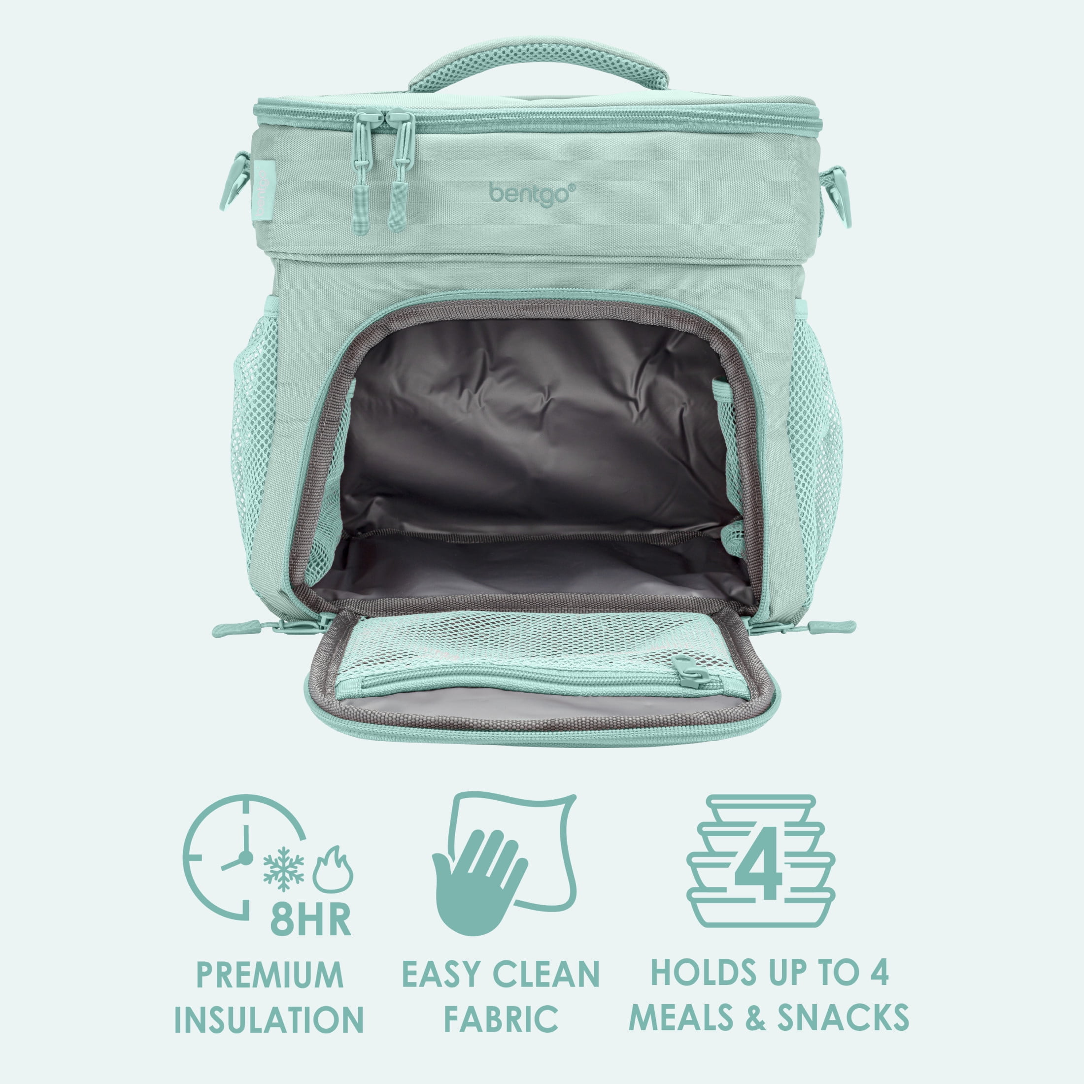Bentgo Prep Deluxe Multimeal Bag - Premium Insulation with Water-Resistant Exterior & Interior, Holds 5 Meals, Keeps Meals Warm or Cool for up to 8 Hrs - Great for All Day Meal Prep (Coastal Aqua)
