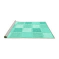 thumbnail image 2 of Ahgly Company Machine Washable Indoor Rectangle Checkered Turquoise Blue Modern Area Rugs, 2' x 5', 2 of 4