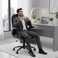 thumbnail image 5 of AFO Big and Tall Ergonomic Office Chair, High-Back Executive Leather Chair with Adjustable Armrests, Brown, 5 of 7
