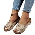thumbnail image 3 of Willtoo Wedges Sandals for Women Comfortable Orthopedic Dressy Casual Summer Breathable Vacation Shoes Platform Floral Slides Sandals, 3 of 4