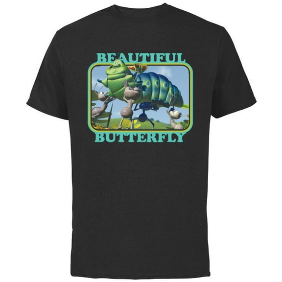 Disney PIXAR A Bug's Life Heimlich Beautiful Butterfly T-Shirt - Short Sleeve Cotton T-Shirt for Adults - Customized-Black