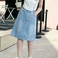 thumbnail image 2 of KAUOD Girls Midi Denim Skirt Elastic High Waisted Straight Skirt with Pockets Y2K Kids Holiday Outdoor Casual Dress, 2 of 6