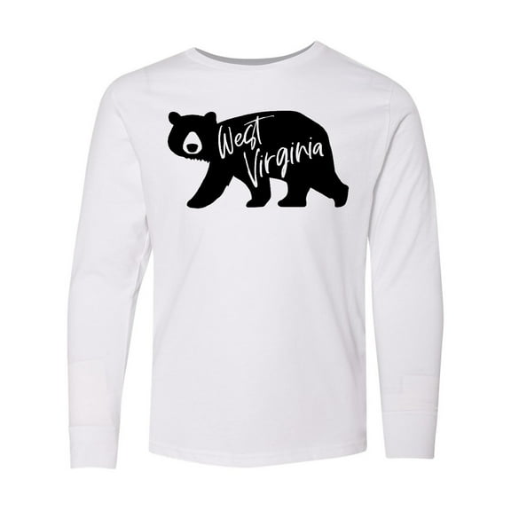 Inktastic West Virginia Black Bear Silhouette Long Sleeve Youth T-Shirt