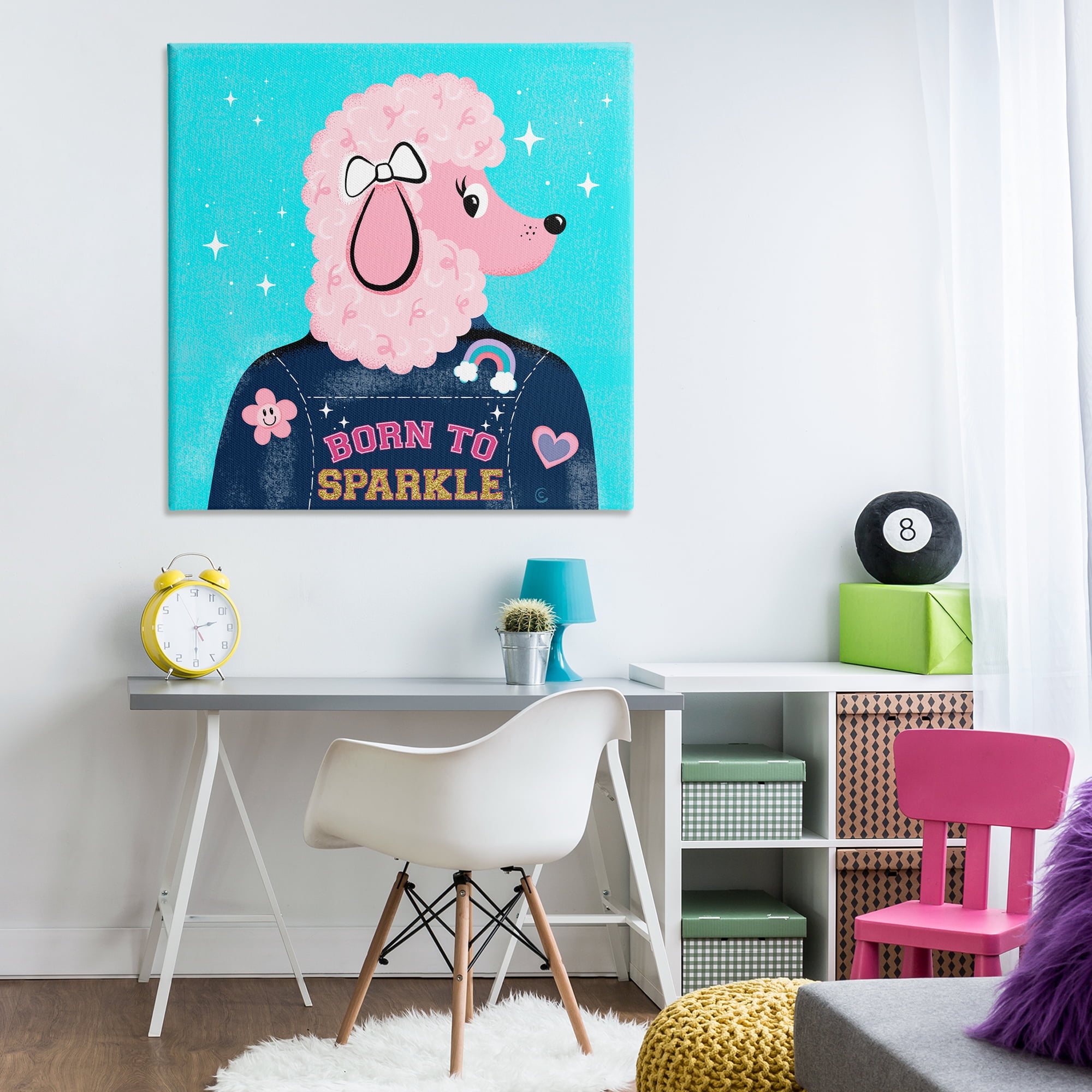 Stupell Industries Born To Sparkle Poodle Animals Painting Wrapped Canvas Art Print Wall Art, 36 x 36