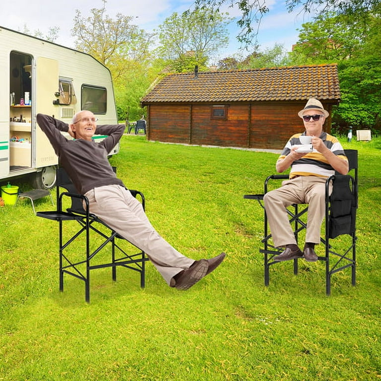 Outdoor Tall Director Chair 300 lbs Padded Foldable Bar Height