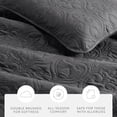 thumbnail image 4 of Noble Linens Gray Damask Pattern Quilted Coverlet Set, King / CalKing, 4 of 12