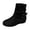 Black, variant on Women's Orthopedic Slip On Ankle Booties, Soft Suede Mid Calf Boots, Low Hidden Wedge Indoor Outdoor Daily Walking Boots Black