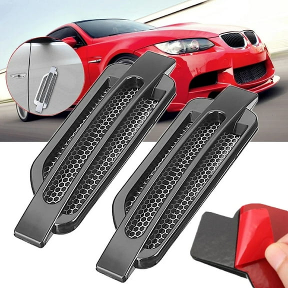 Clearance automobile decorate under $5,2Pcs Car Side Air Flow Vent Air Flow Vent Grille Duct Black Vent Car Decoration Sticker 1PC
