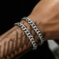 2Pcs Stainless Steel Bracelets for Men Gold Silver Cuban Link Figaro