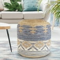 thumbnail image 5 of LR Home Sloane Round Natural/Navy Braided Geometric Indoor Pouf Ottoman , 18"H x 18"W, 5 of 7