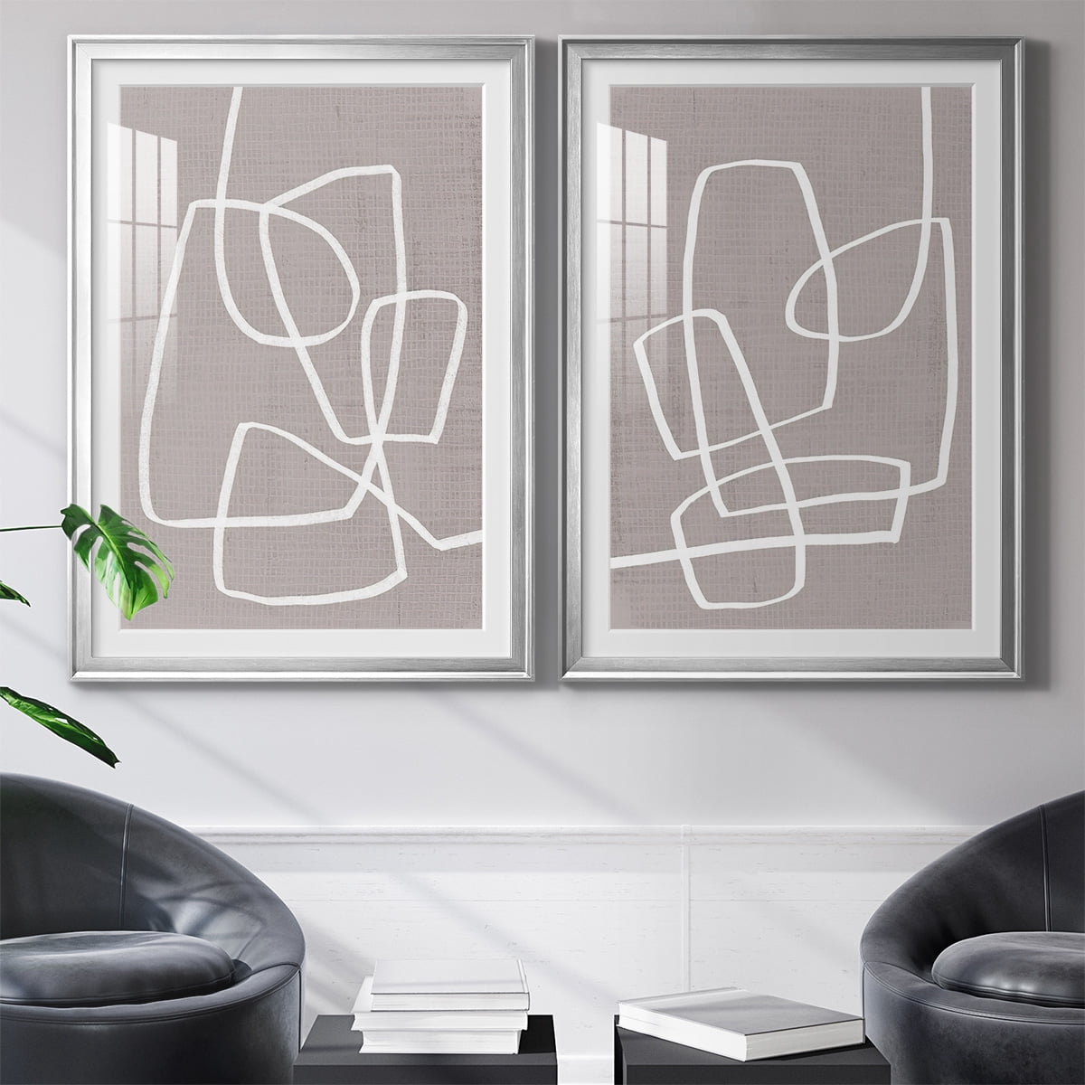 Wexford Home Linen Roundabout I Premium Framed Print, 18.5" x 24.5" - Ready to Hang, Silver (Set of 2)