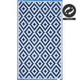 thumbnail image 6 of FH Home Outdoor Rug - Waterproof, Fade Resistant, Crease-Free - Premium Recycled Plastic - Geometric - Patio, Porch, Deck, Balcony - Aztec - Blue & White - 5 x 8 ft, 6 of 9