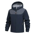 thumbnail image 3 of Mens Jacket Windproof Softshell Full Zip Hooded Coat Casual Fall Winter Warm Thickened Lightweight Outdoor Activities Jackets for Men Blue XXL, 3 of 5