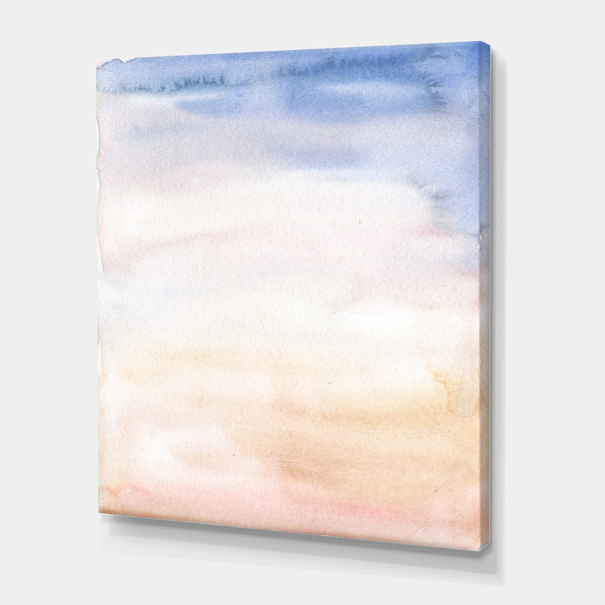 Designart ' Pastel Abstract With Pink Dark Blue and Beige Spots ' Modern Canvas Wall Art Print