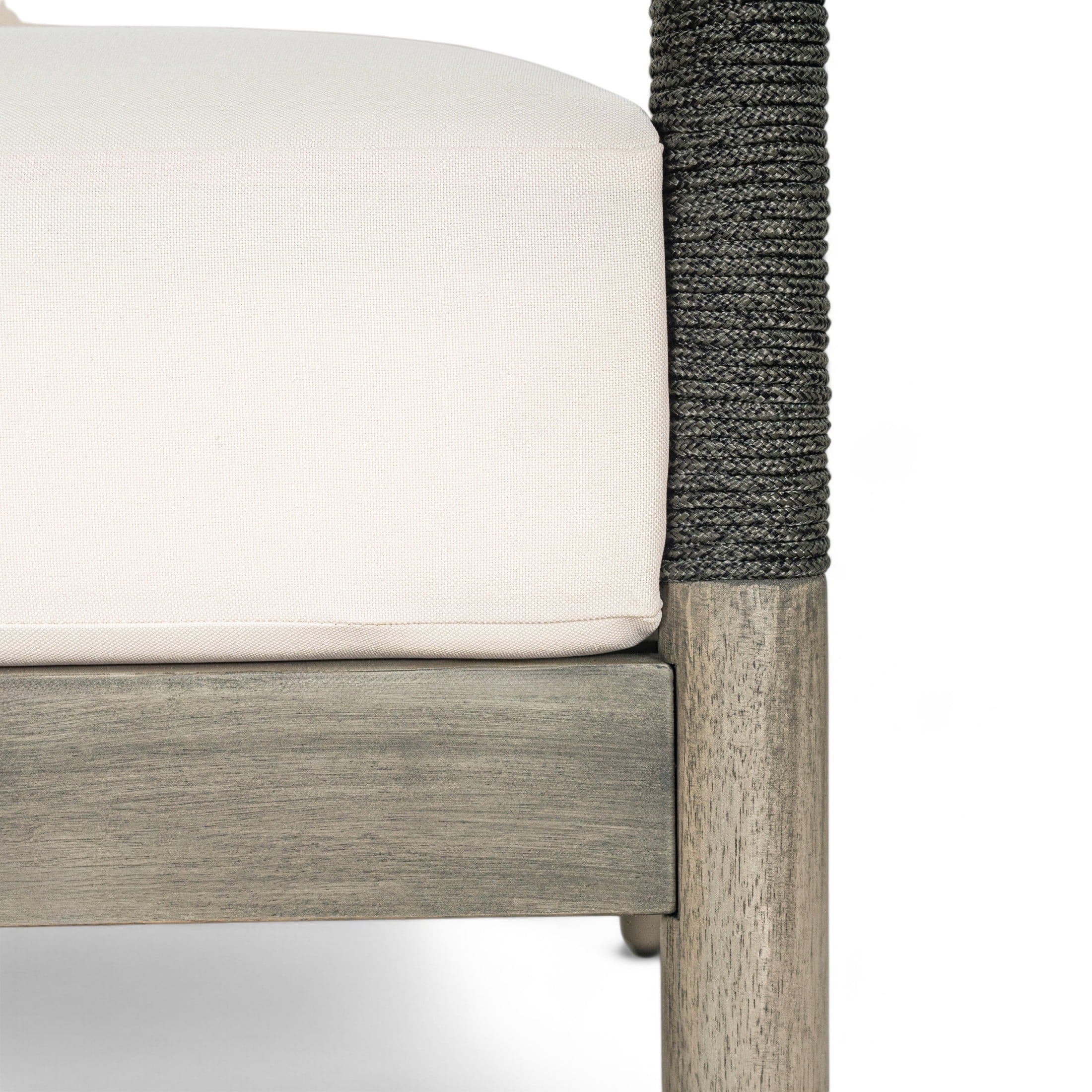 Christopher Knight Home Boho Outdoor Rope Lounge Chair with Thick Cushion, Solid Wood, Grey+Beige, Set of 2