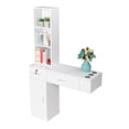 thumbnail image 2 of Wall Mount Barber Station, Salon Stations for Hair Stylist, Beauty Salon Storage Cabinet with Lockable Drawers, Tool Holders, Storage Cabinet, 3 Open Shelves (White), 2 of 9