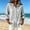 Gray, variant on Qulqfy Cotton Blouses for Women Fall Casual 3/4 Sleeve Solid Beige Work Hooded Button Up Drawstring Dressy Womens Tops L