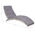 thumbnail image 4 of vidaXL Chaise Longue Pliante avec Coussin en Rotin Gris, 4 of 4