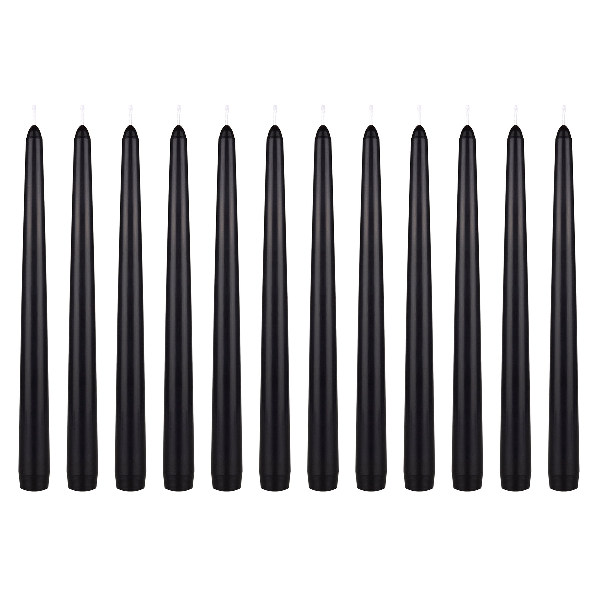 Mega Candles 12 pcs Unscented Black Taper Candle, Hand Poured Wax ...