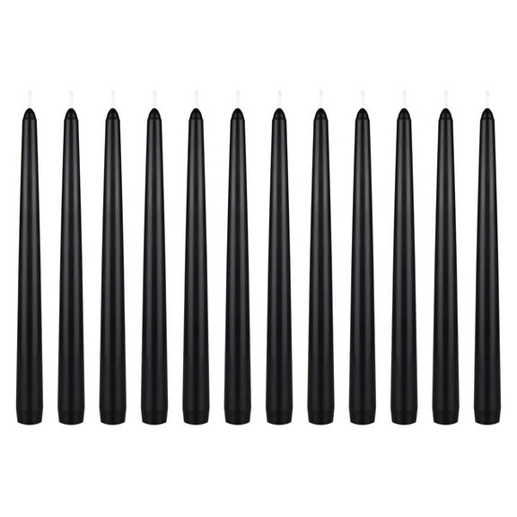 Mega Candles 12 pcs Unscented Black Taper Candle, Hand Poured Wax Candles 10 Inch x 7/8 Inch, Home Décor, Wedding Receptions, Baby Showers, Birthdays, Celebrations, Party Favors & More