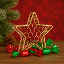 Satyankit Star Gift Basket Decorative Holiday Gold Iron Reusable Christmas Medium 1 pack